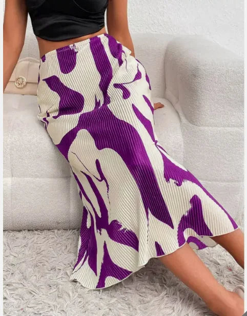 Abstract Edit Pleated Maxi Skirt