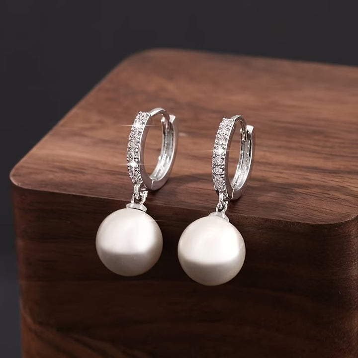 The Geometric Pearl Drop Earrings