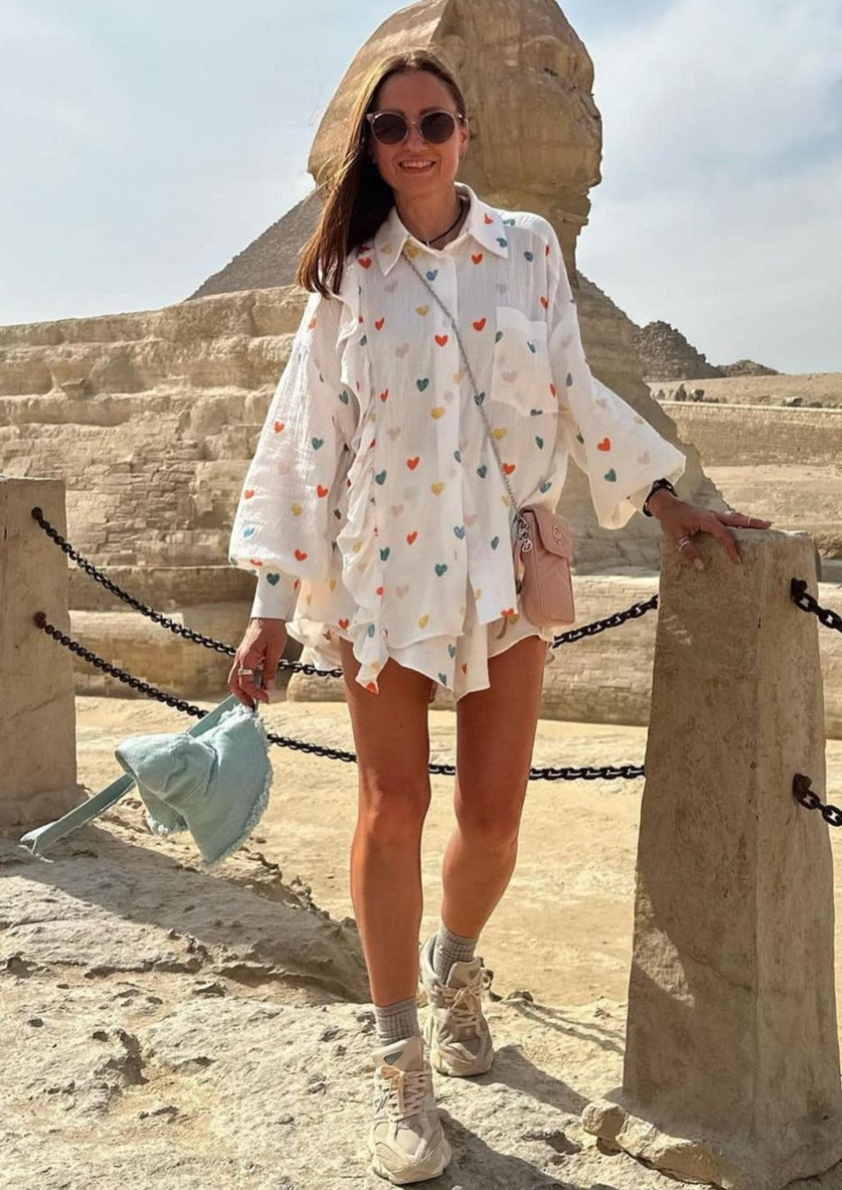 OPHELIE – HEART PRINT SHIRT & SHORTS TWO-PIECE SET