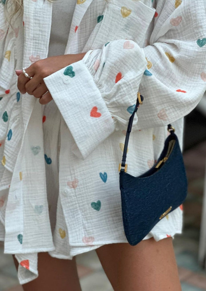 OPHELIE – HEART PRINT SHIRT & SHORTS TWO-PIECE SET
