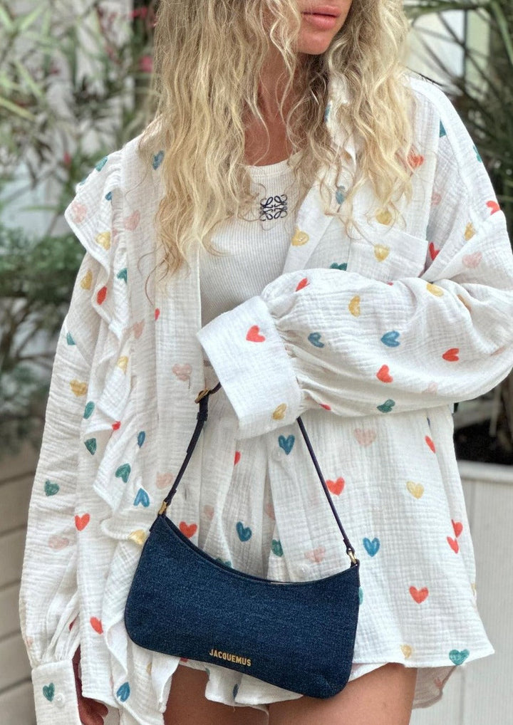 OPHELIE – HEART PRINT SHIRT & SHORTS TWO-PIECE SET