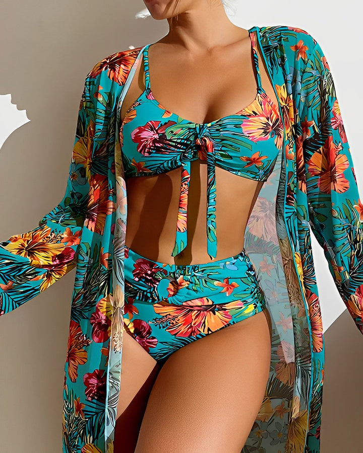 Flora | Tropical Print Bikini Set with Cover-up