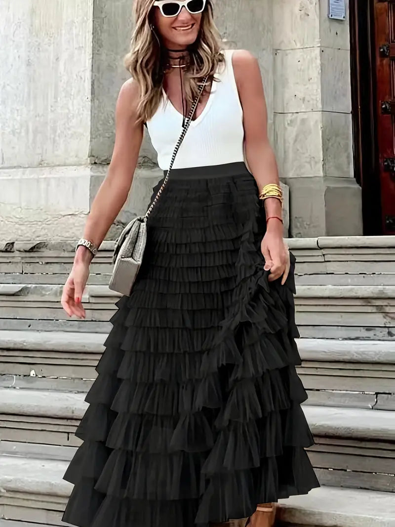 Cascade Layered Hem Skirt