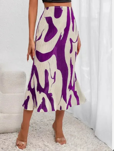 Abstract Edit Pleated Maxi Skirt