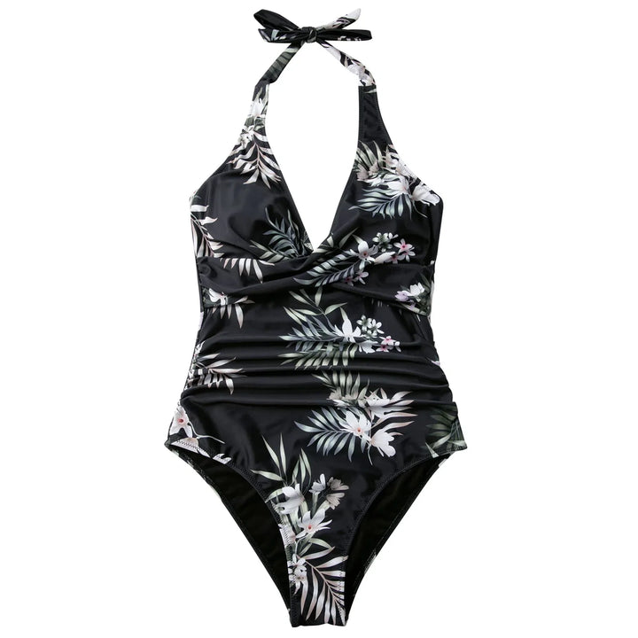 CHARLOTTE AVALON | FLORAL HALTER SWIMSUIT FOR WOMAN