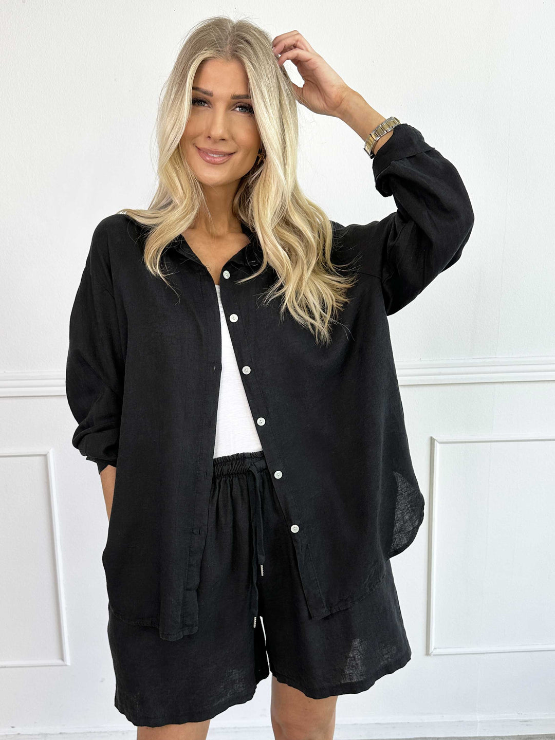 YONARA™ | SOLID COLOUR SHIRT IN VISCOSE & LINEN BLEND