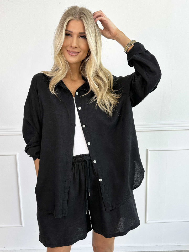 YONARA™ | SOLID COLOUR SHIRT IN VISCOSE & LINEN BLEND