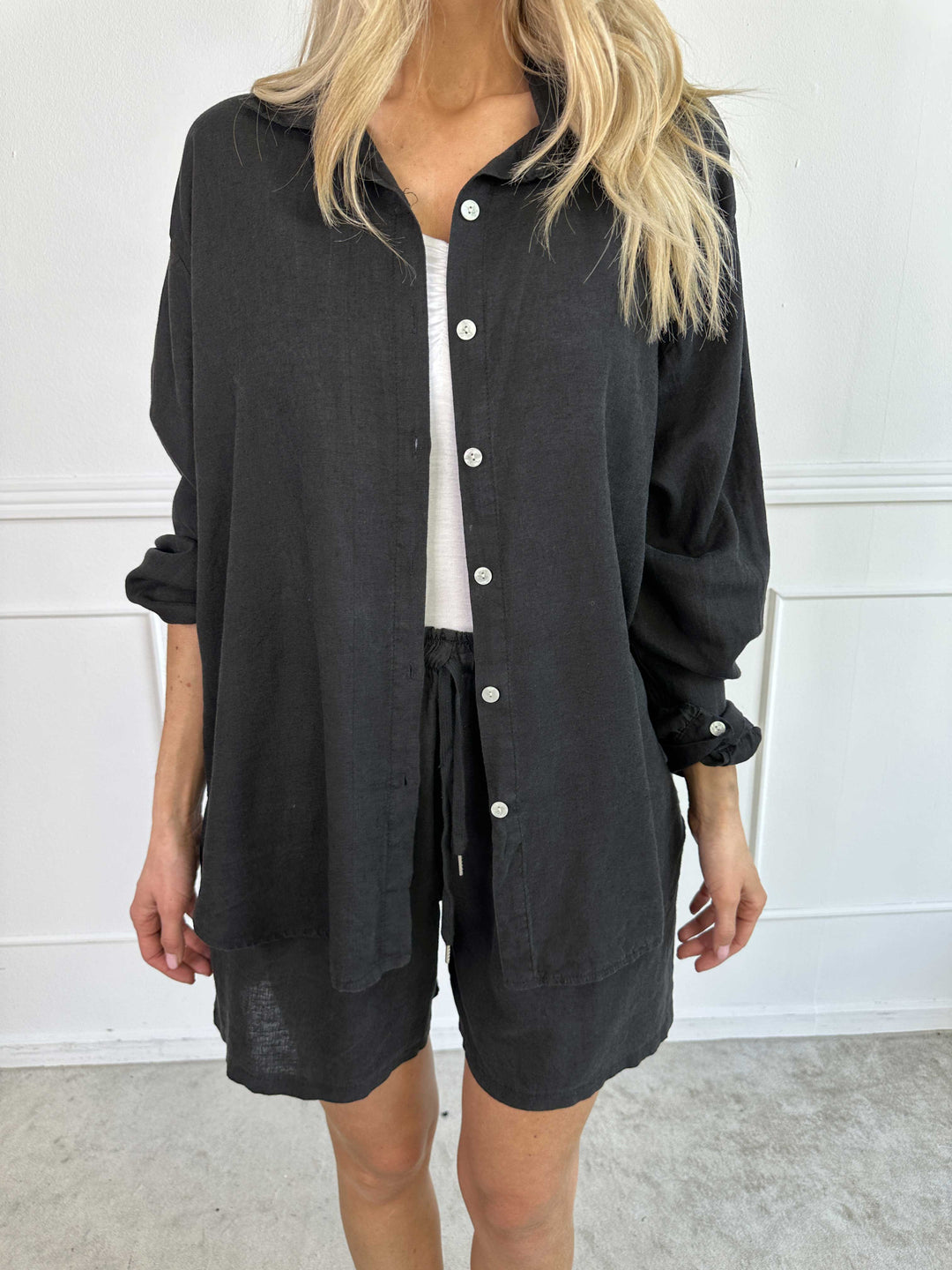 YONARA™ | SOLID COLOUR SHIRT IN VISCOSE & LINEN BLEND