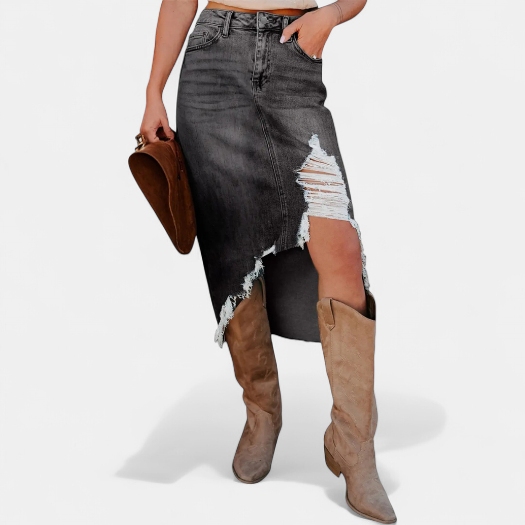 CHARLOTTE AVALON | DISTRESSED MIDI SKIRT FOR WOMAN