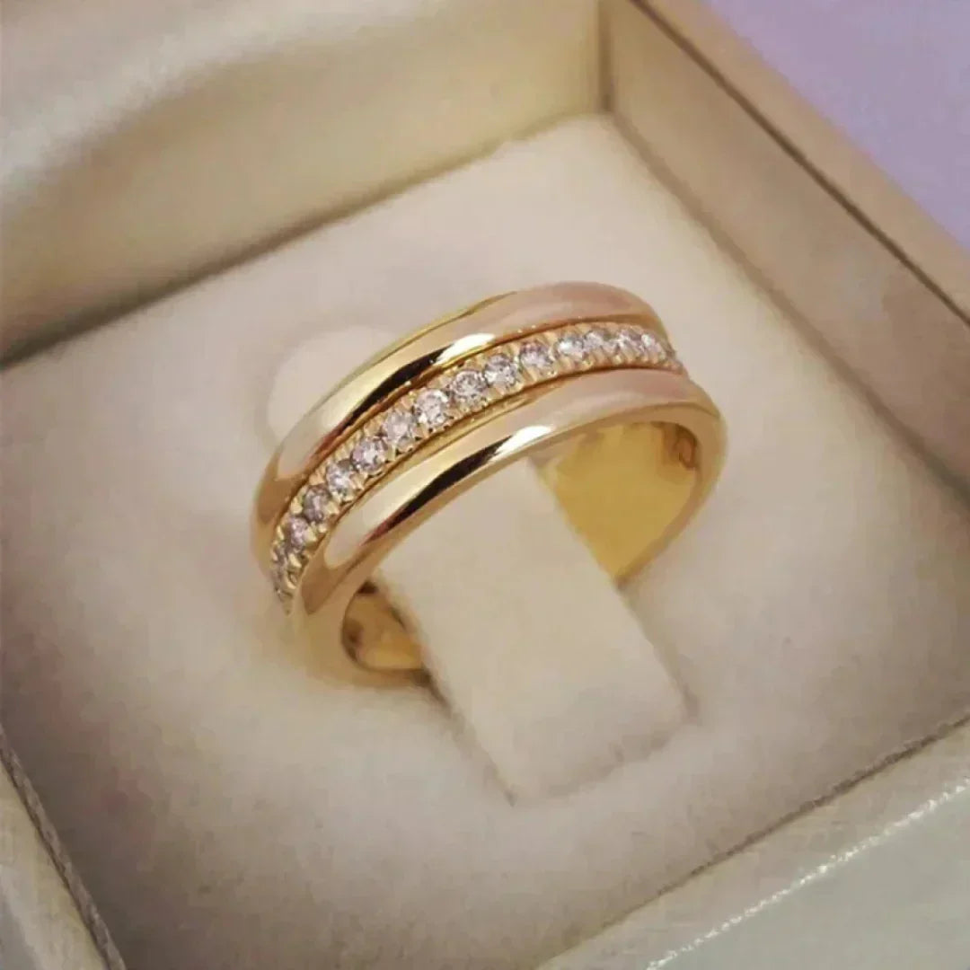 Double Ring with Inlaid Zirconias