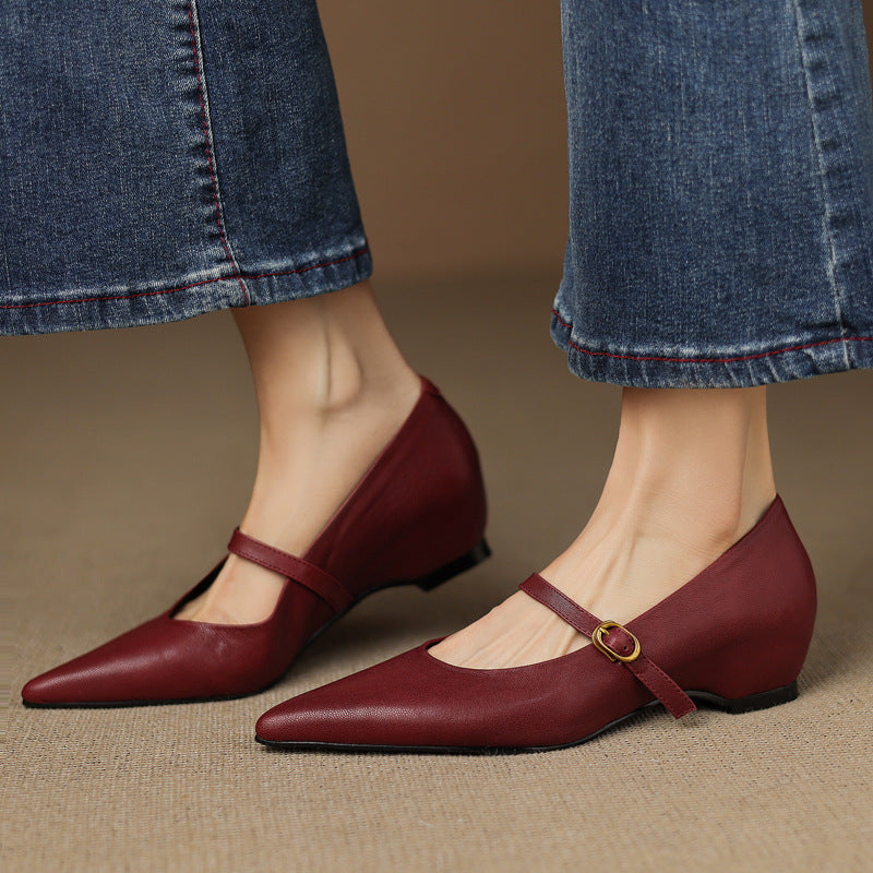 Veloria Lambskin Artificial Leather Mary Janes