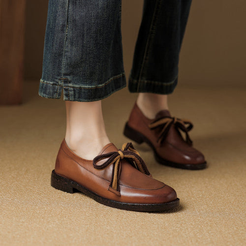 Caelen Bow Artificial Leather Loafers
