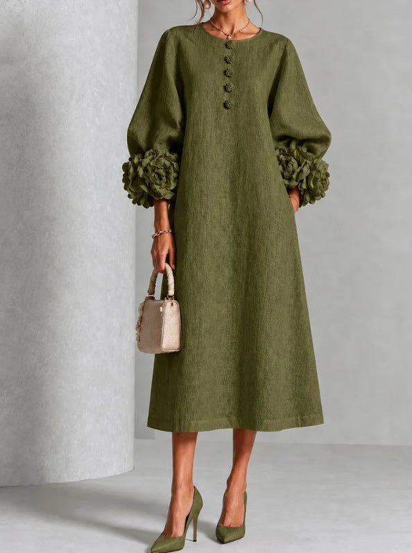 CHARLOTTE AVALON | ROSETTE CUFF MIDI DRESS FOR WOMAN