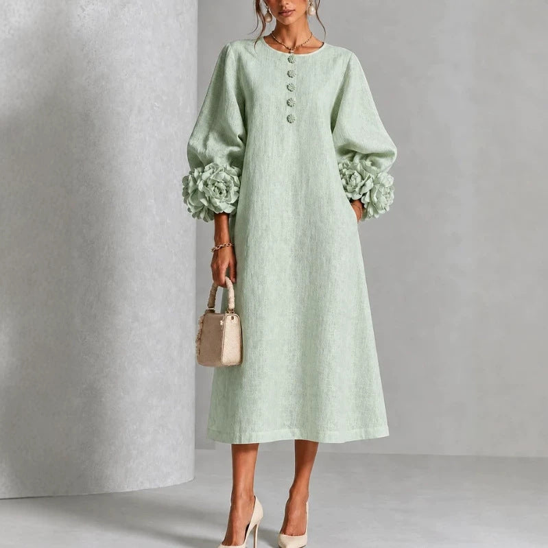 CHARLOTTE AVALON | ROSETTE CUFF MIDI DRESS FOR WOMAN