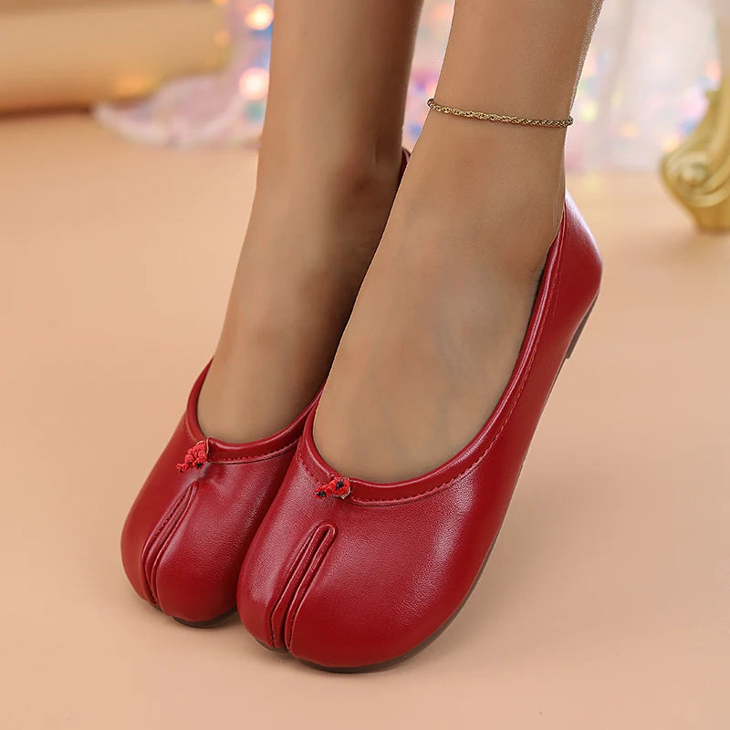 Nora | Leather Comfort Split-Toe Flats