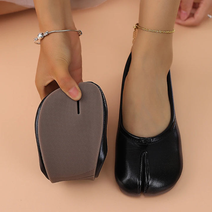 Nora | Leather Comfort Split-Toe Flats