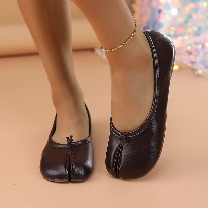 Nora | Leather Comfort Split-Toe Flats