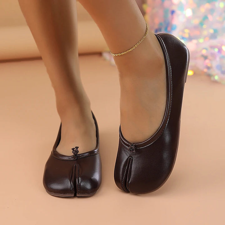 Nora | Leather Comfort Split-Toe Flats