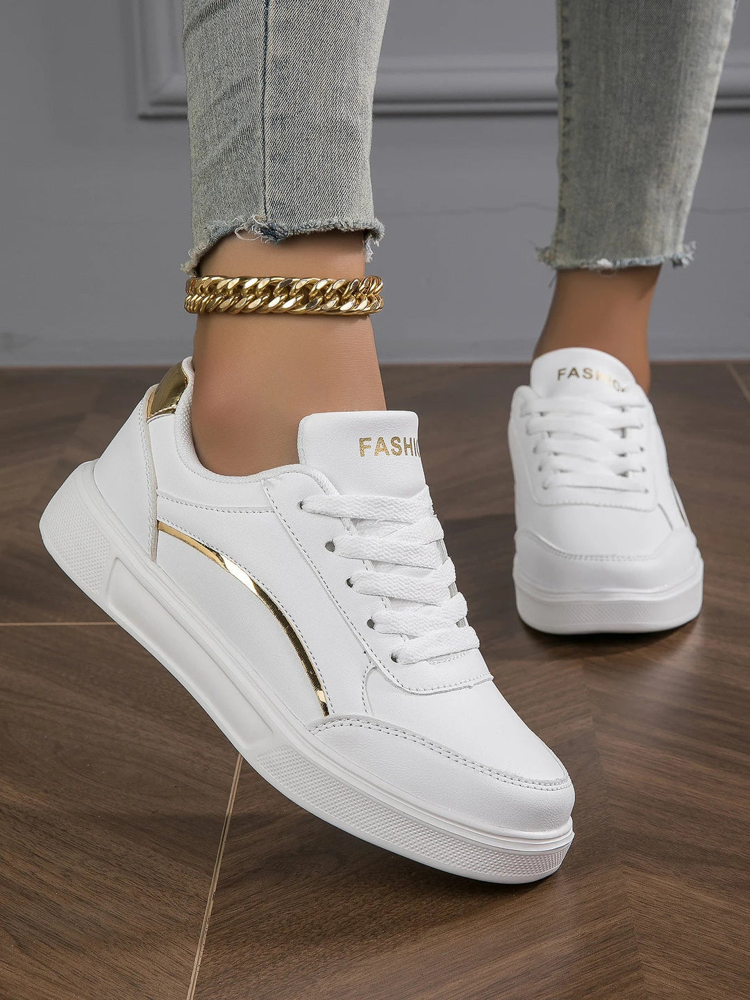 Zarelle™ | Gold Accent Sneakers