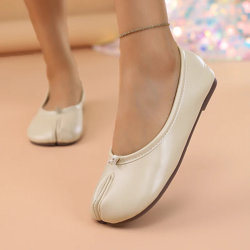 Nora | Leather Comfort Split-Toe Flats