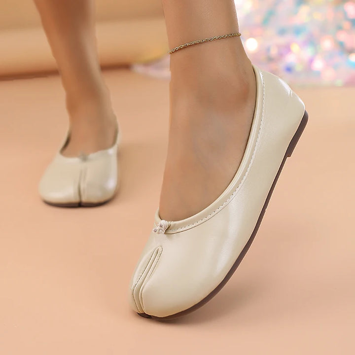 Nora | Leather Comfort Split-Toe Flats