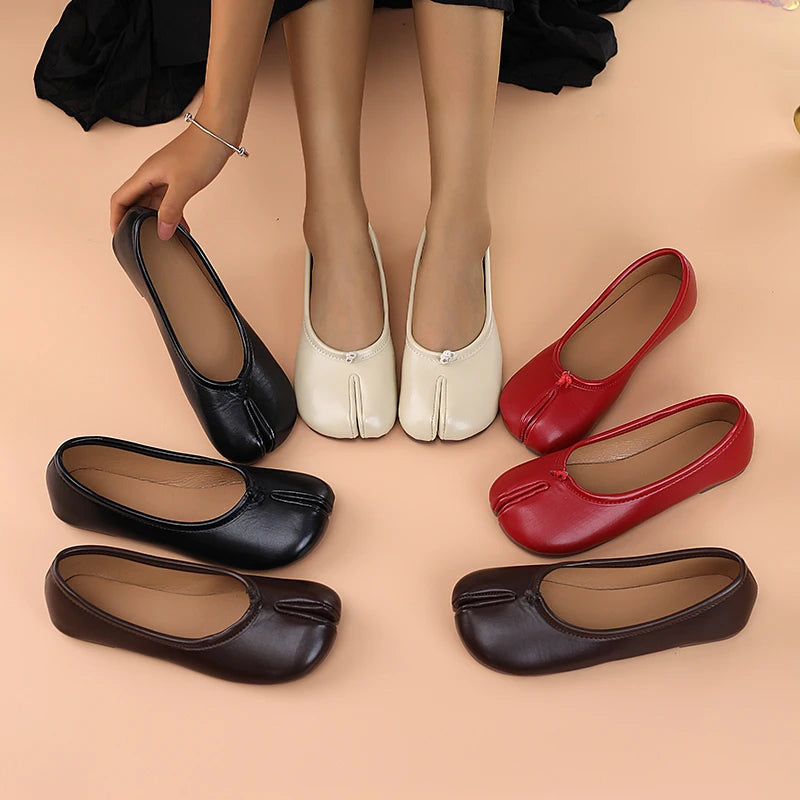Nora | Leather Comfort Split-Toe Flats