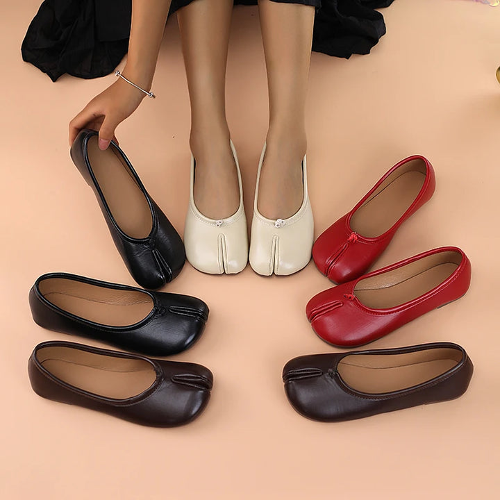Nora | Leather Comfort Split-Toe Flats