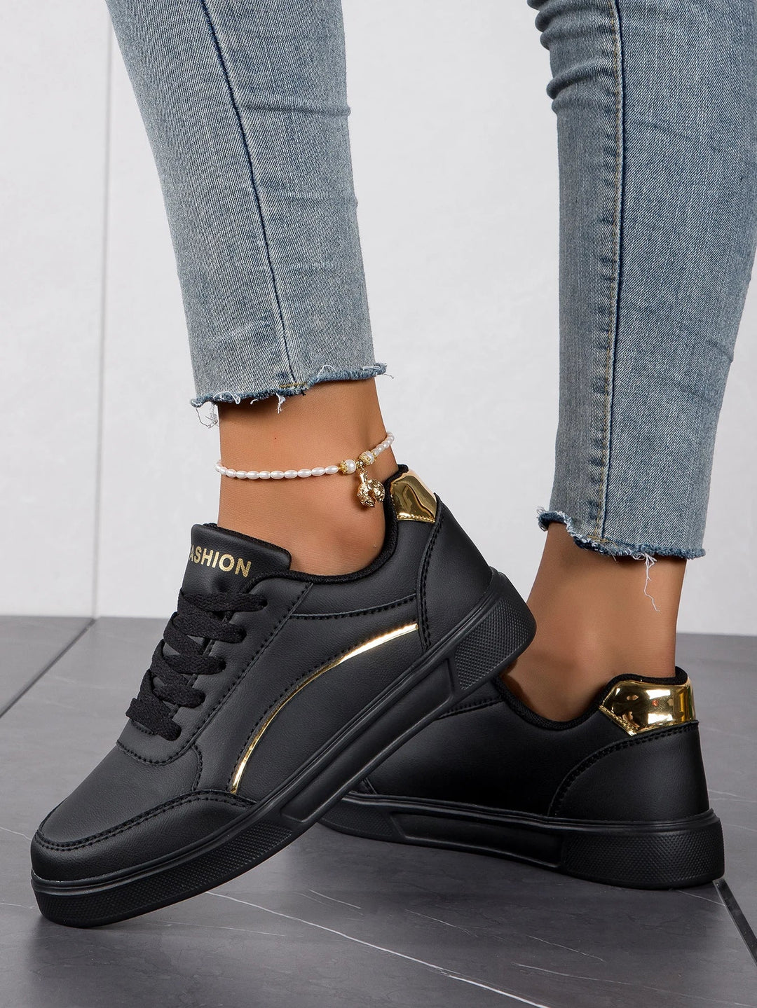 Zarelle™ | Gold Accent Sneakers