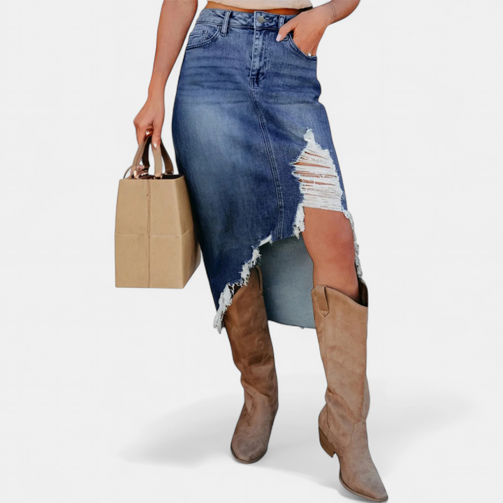 CHARLOTTE AVALON | DISTRESSED MIDI SKIRT FOR WOMAN