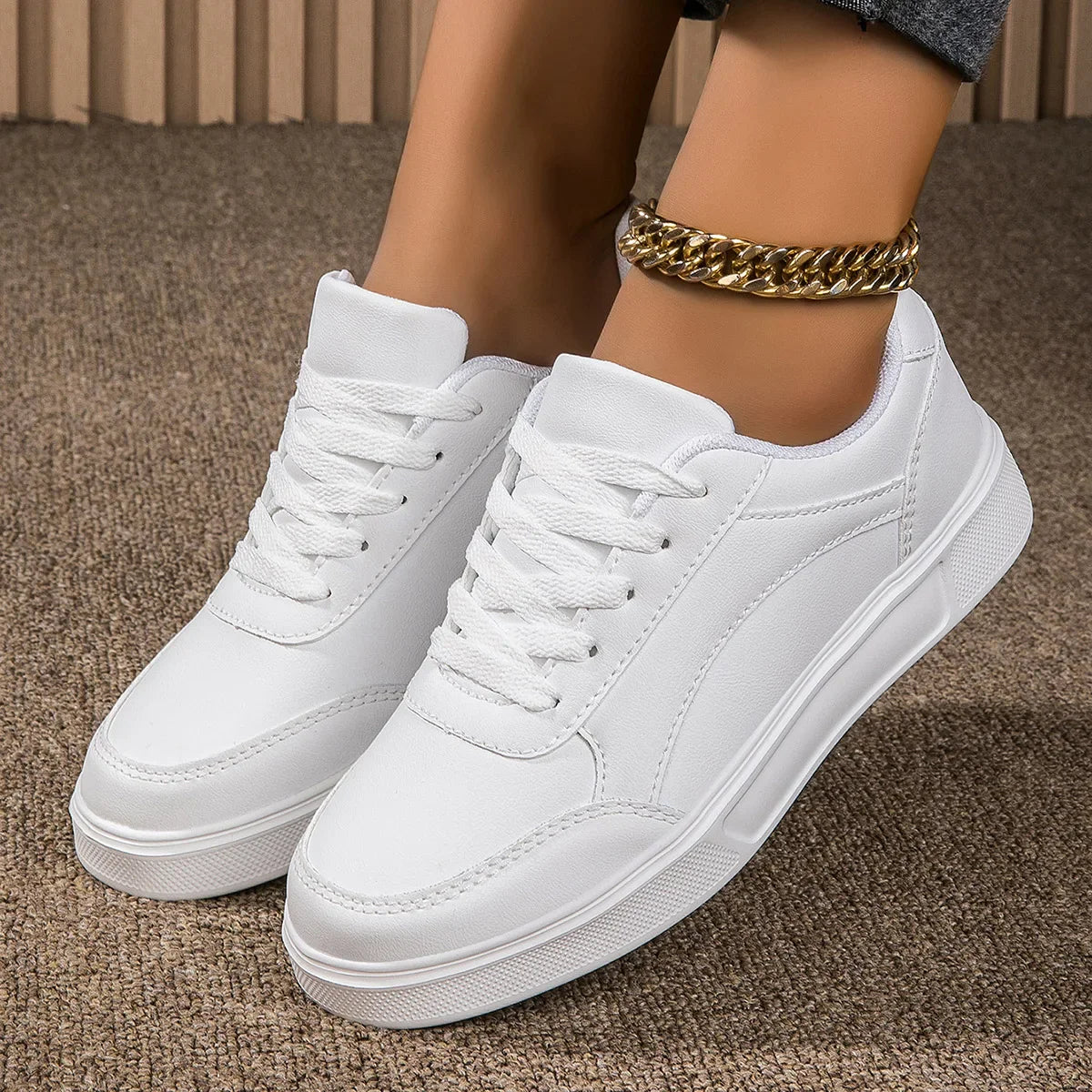 Zarelle™ | Gold Accent Sneakers