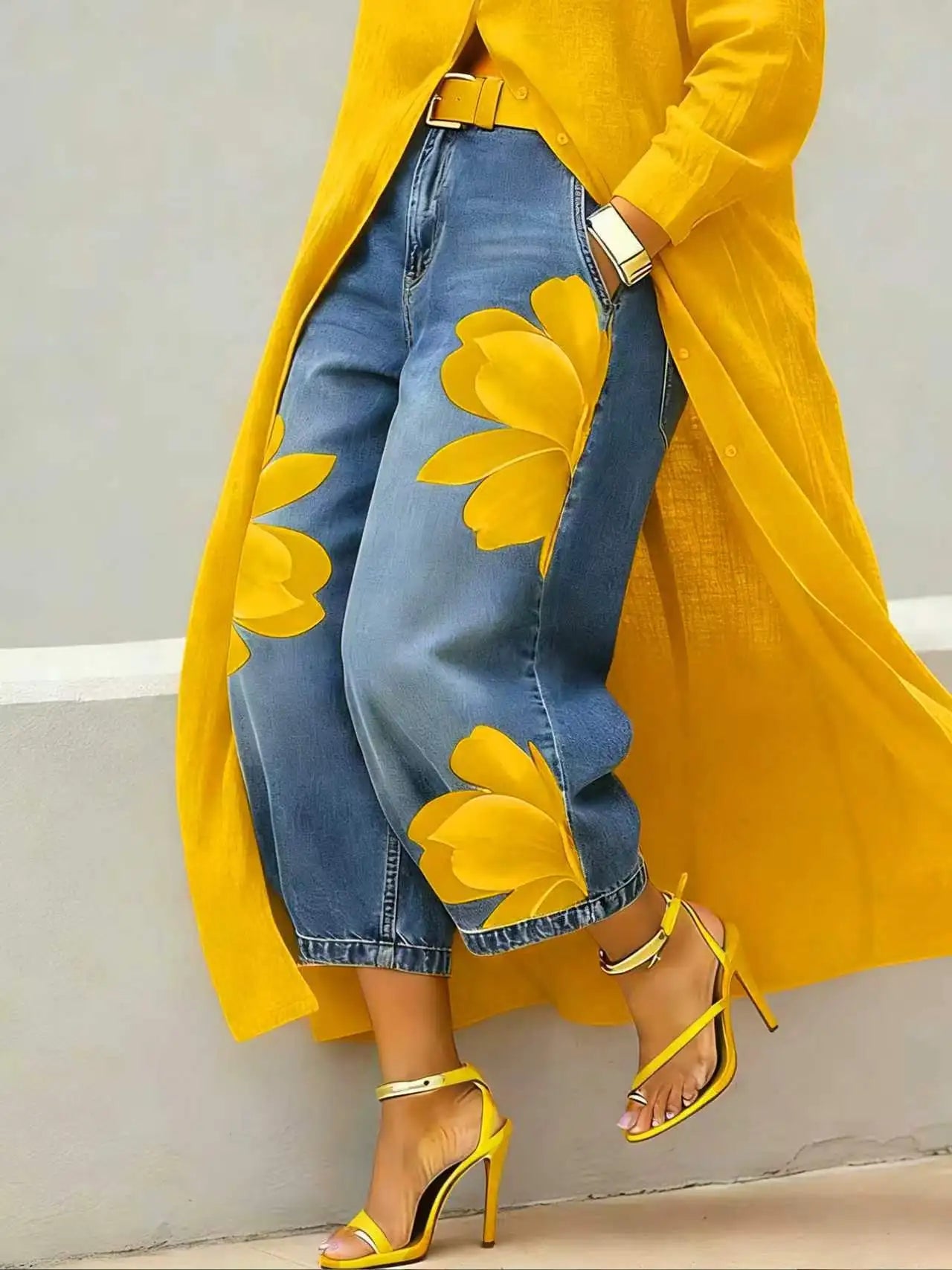 Ava™ | Floral Denim Wide-Leg Jeans