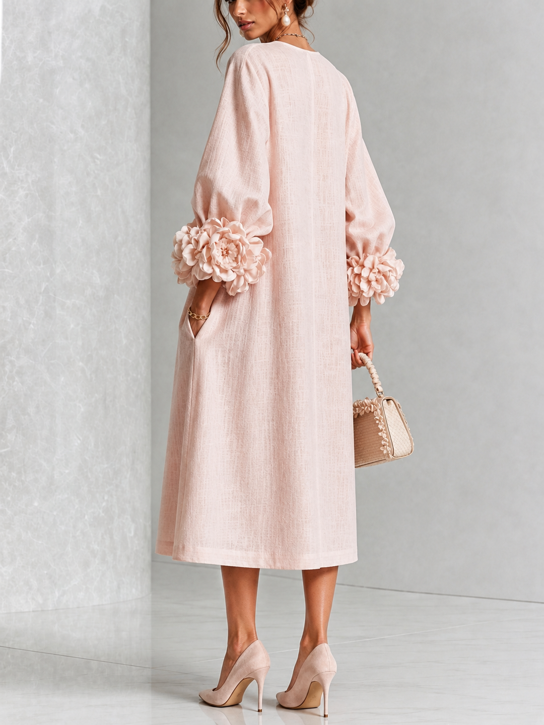 CHARLOTTE AVALON | ROSETTE CUFF MIDI DRESS FOR WOMAN