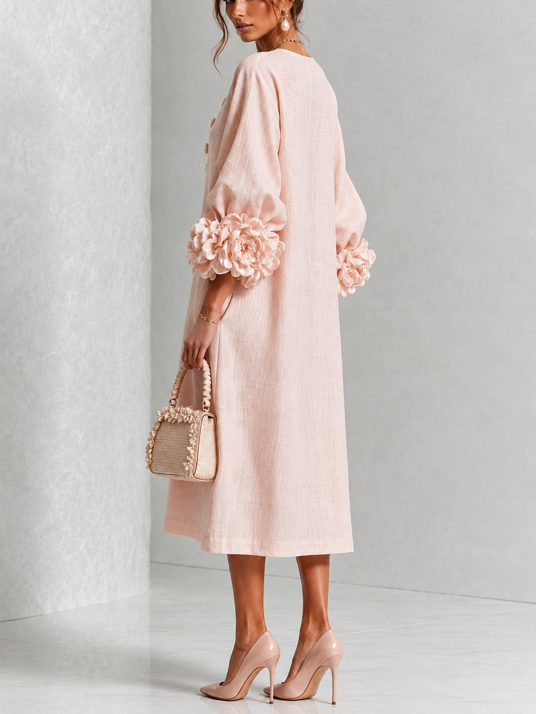 CHARLOTTE AVALON | ROSETTE CUFF MIDI DRESS FOR WOMAN