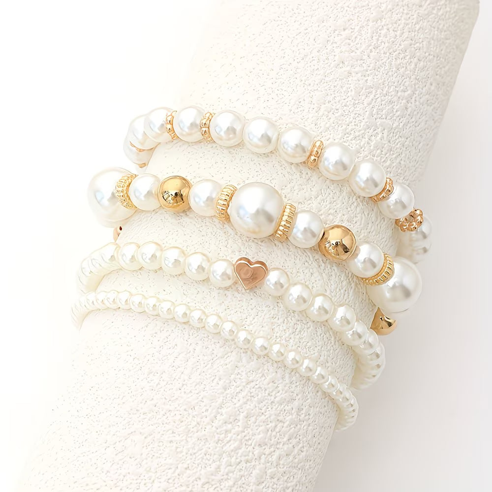Pearl Stacking Bracelet Set of 4