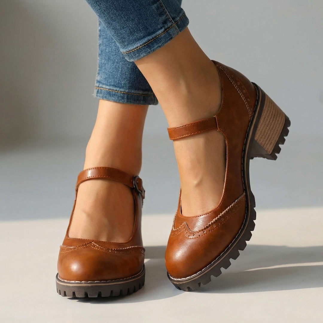 Amelia l Chunky T-Strap Mary Jane Heels
