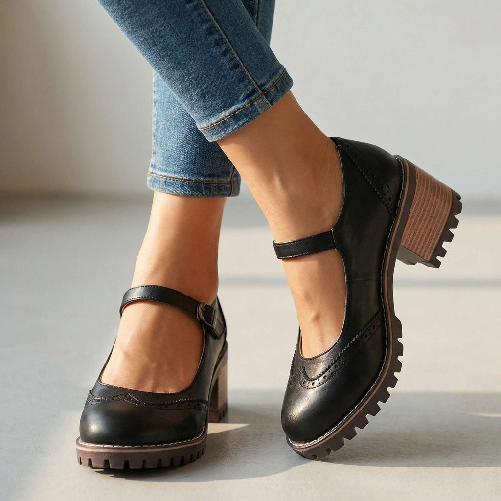 Amelia l Chunky T-Strap Mary Jane Heels