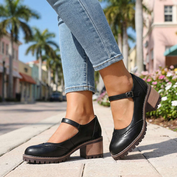 Amelia l Chunky T-Strap Mary Jane Heels