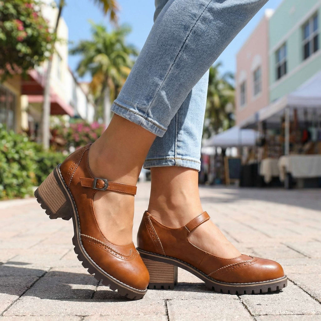 Amelia l Chunky T-Strap Mary Jane Heels