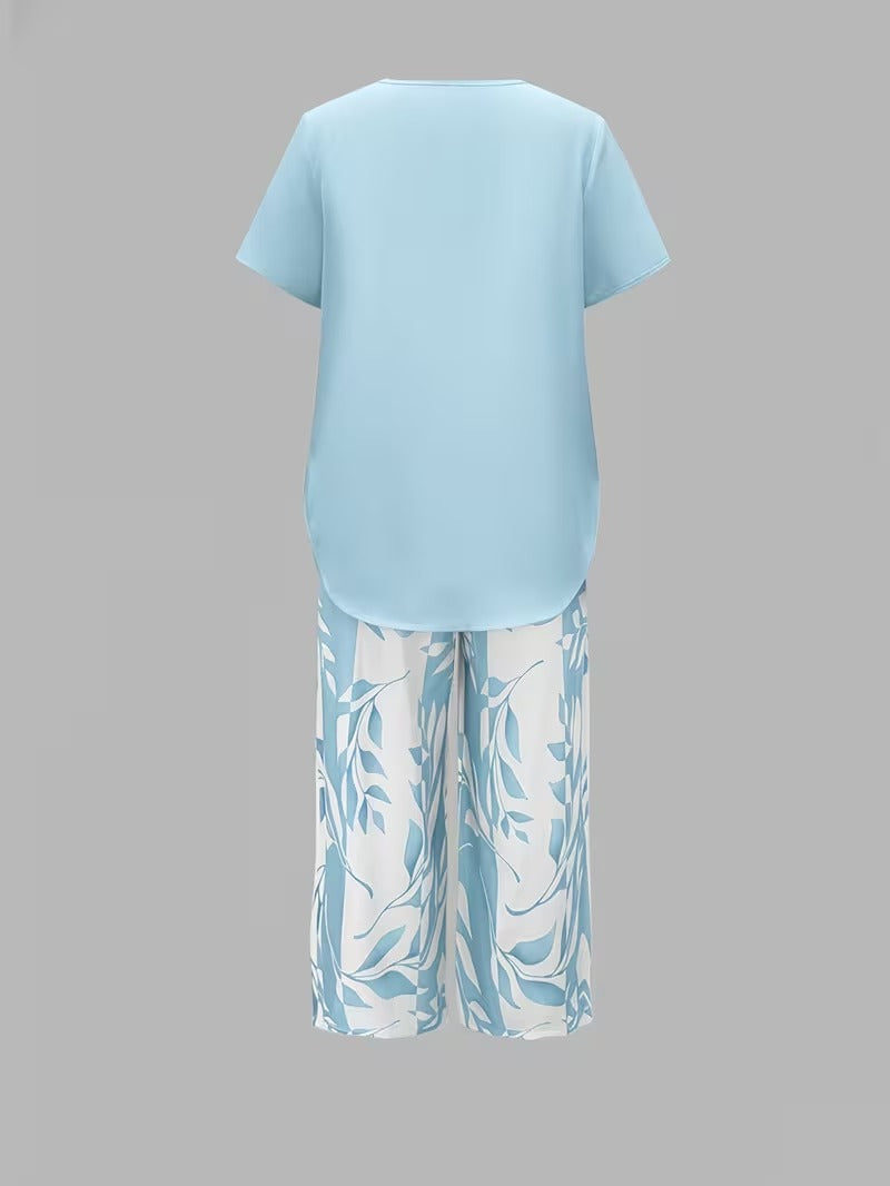 Arvessa™ | Casual Leaf Print Two Piece Set