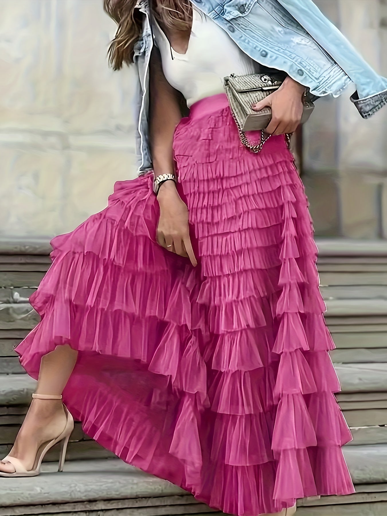 Cascade Layered Hem Skirt