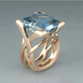 Vintage Rose Gold Ring with Blue Zirconia