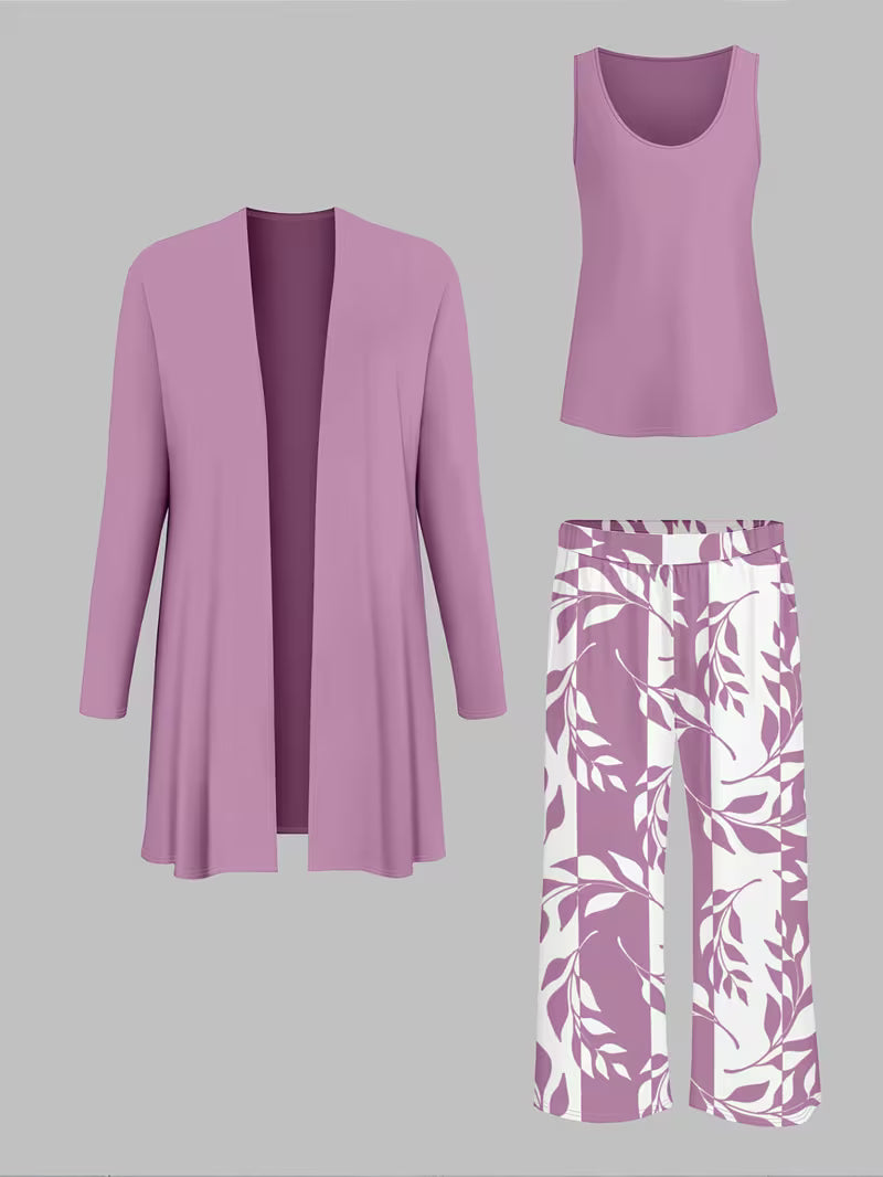 Chloe™ | Casual Leaf Print three Piece Set